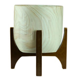 Vaso Cachepot Linha Genebra com Suporte de Madeira Baixo