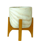 Vaso Cachepot Linha Genebra com Suporte de Madeira Baixo