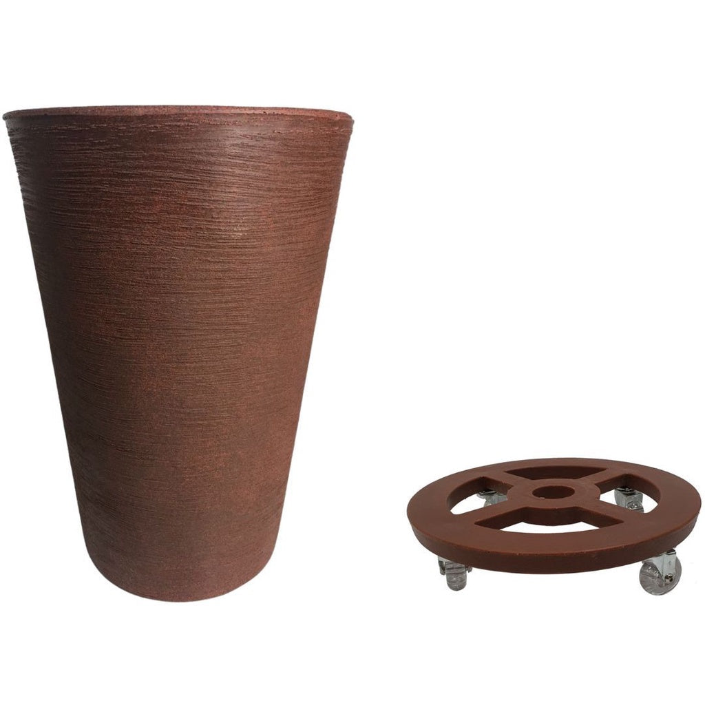 Kit Vaso em Polietileno 55x37cm + Suporte com Rodas