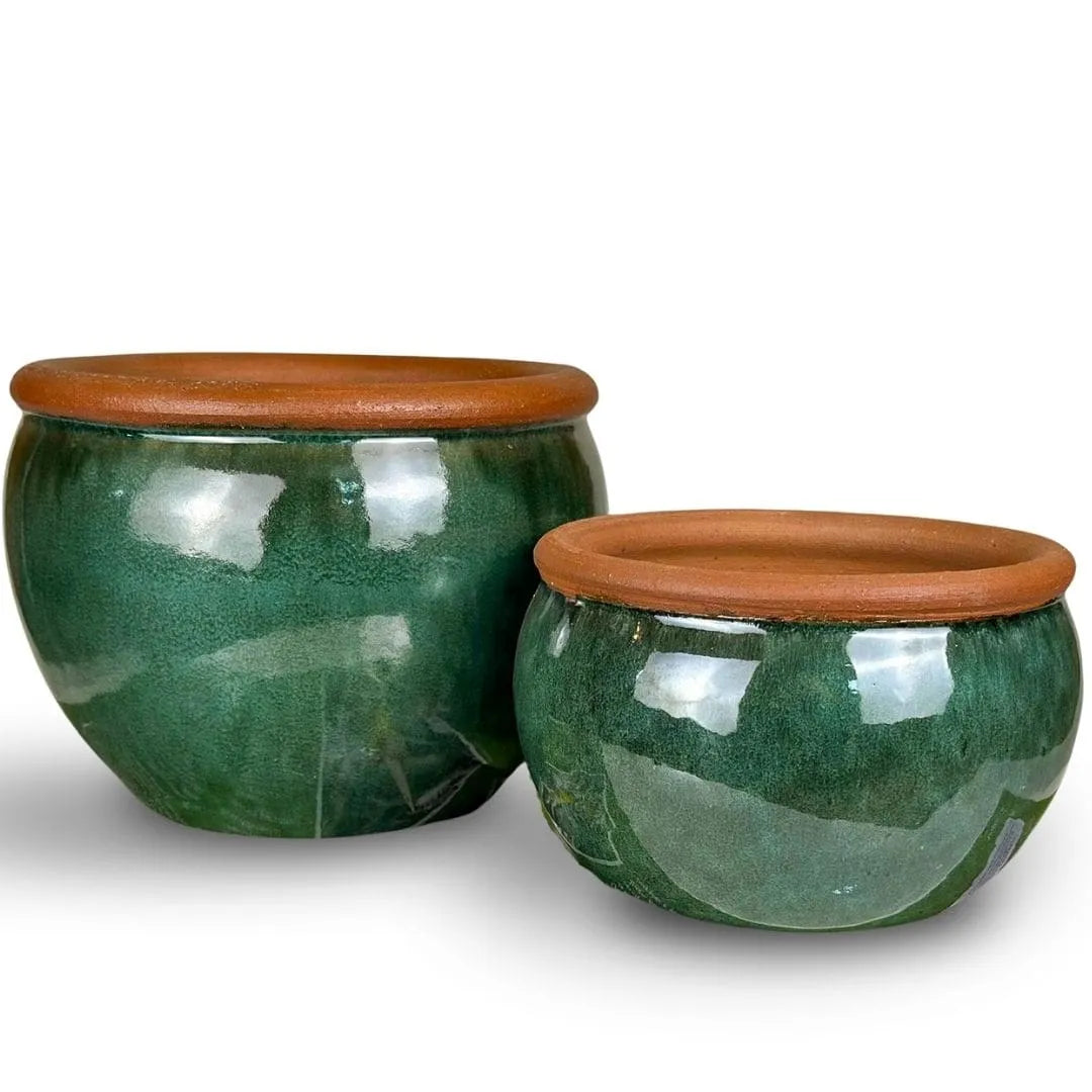 Kit 2 Vasos Cachepot em Cerâmica Esmaltada