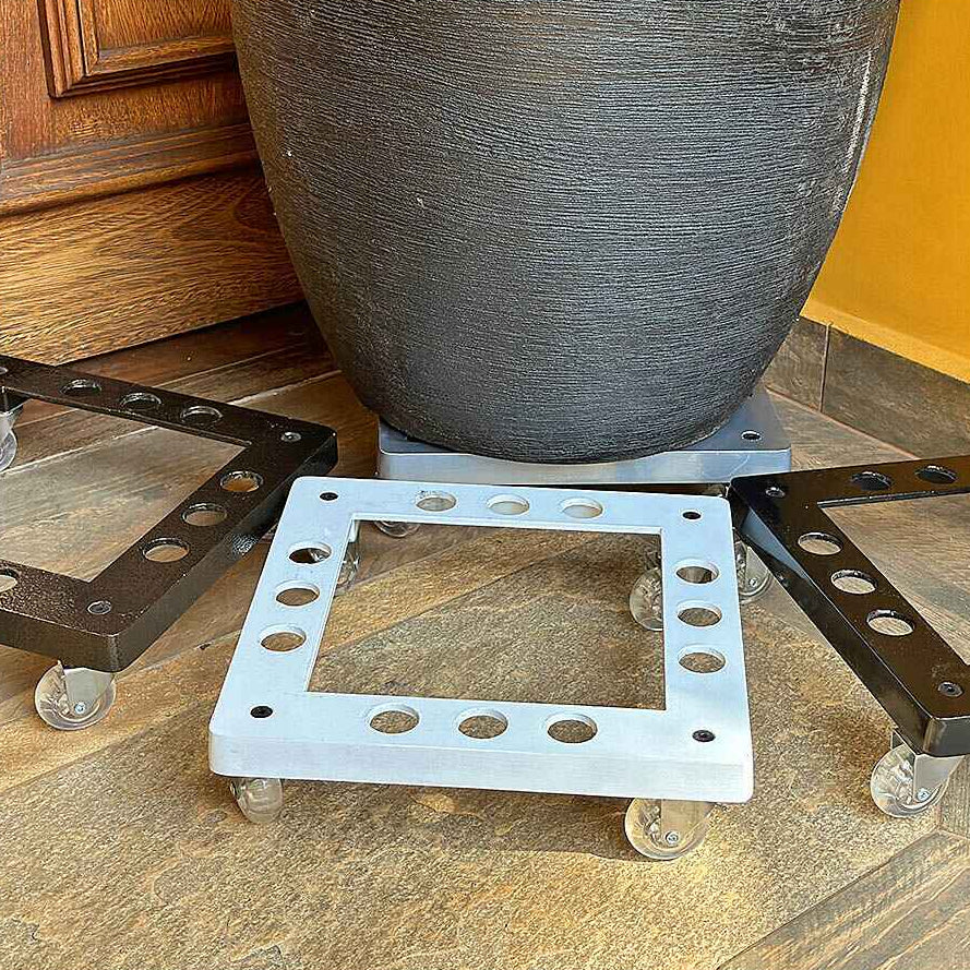 Suporte Quadrado de Alumínio com Rodas de Silicone