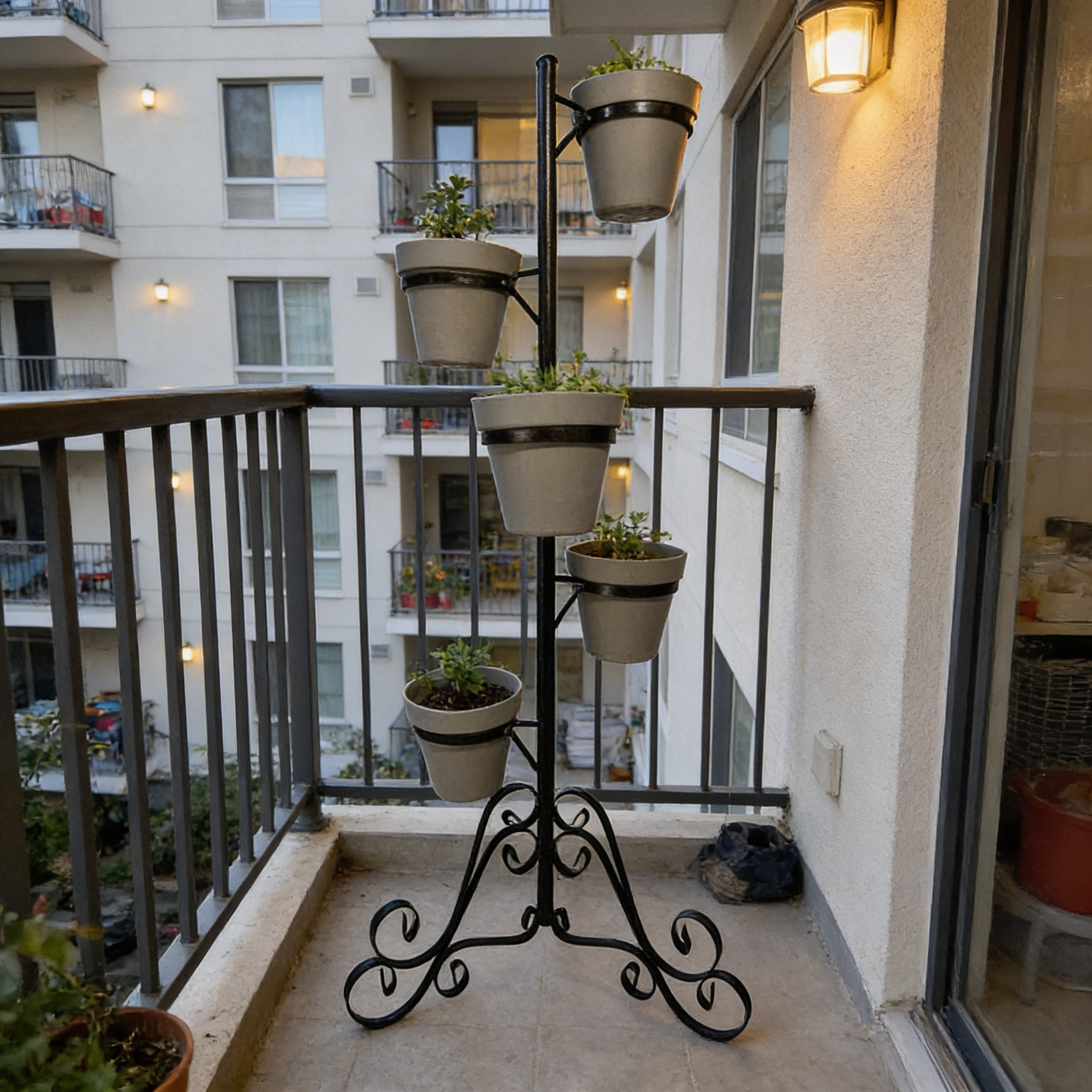 Suporte de Chão em Ferro para 5 Vasos 44x106cm