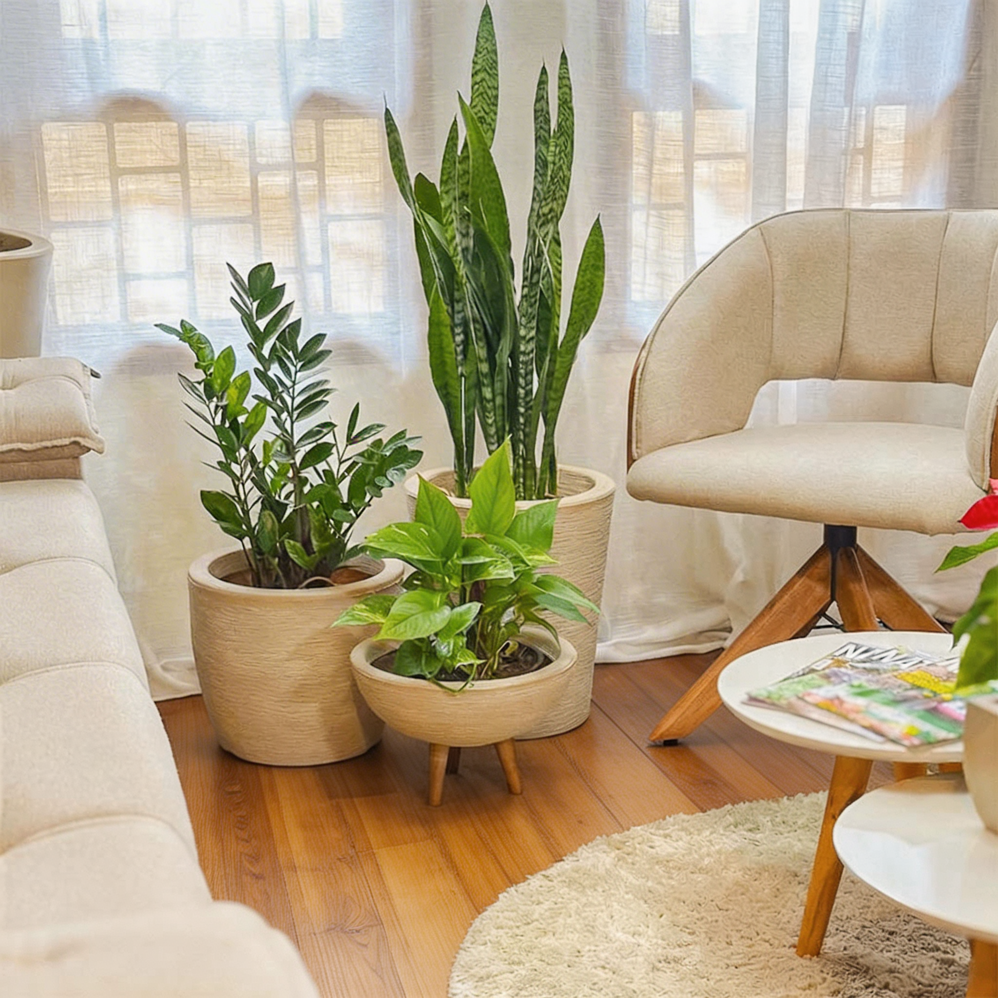 Kit 3 Vasos Decorativos em Polietileno