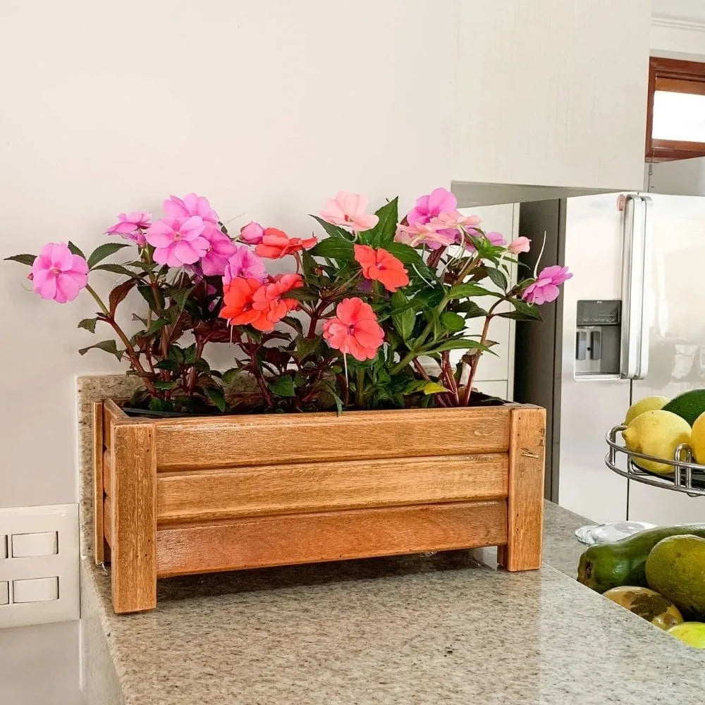 Jardineira de Madeira Ripada 40x16cm