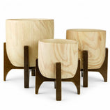 Kit 3 Vasos Genebra com Suporte de Madeira Baixo