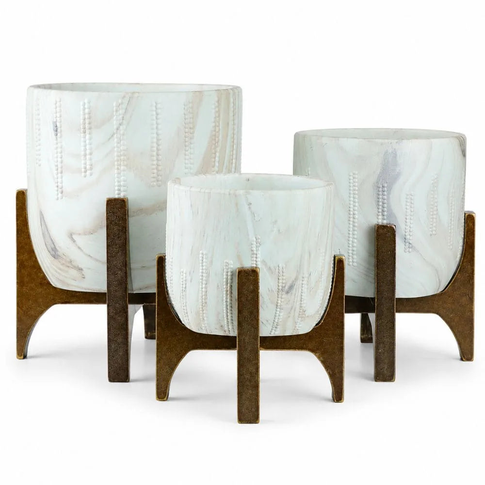 Kit 3 Vasos Genebra com Suporte de Madeira Baixo