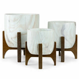 Kit 3 Vasos Genebra com Suporte de Madeira Baixo