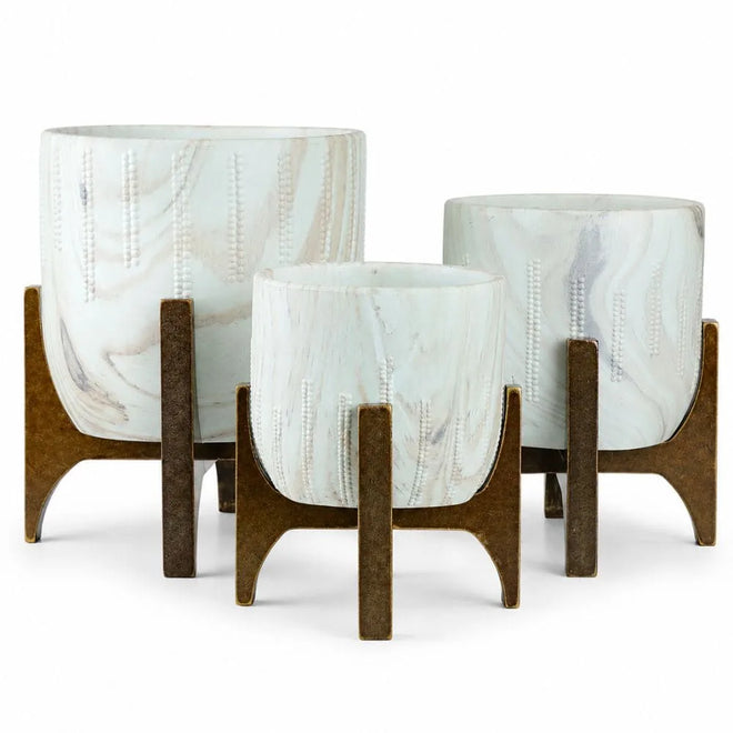 Kit 3 Vasos Genebra com Suporte de Madeira Baixo