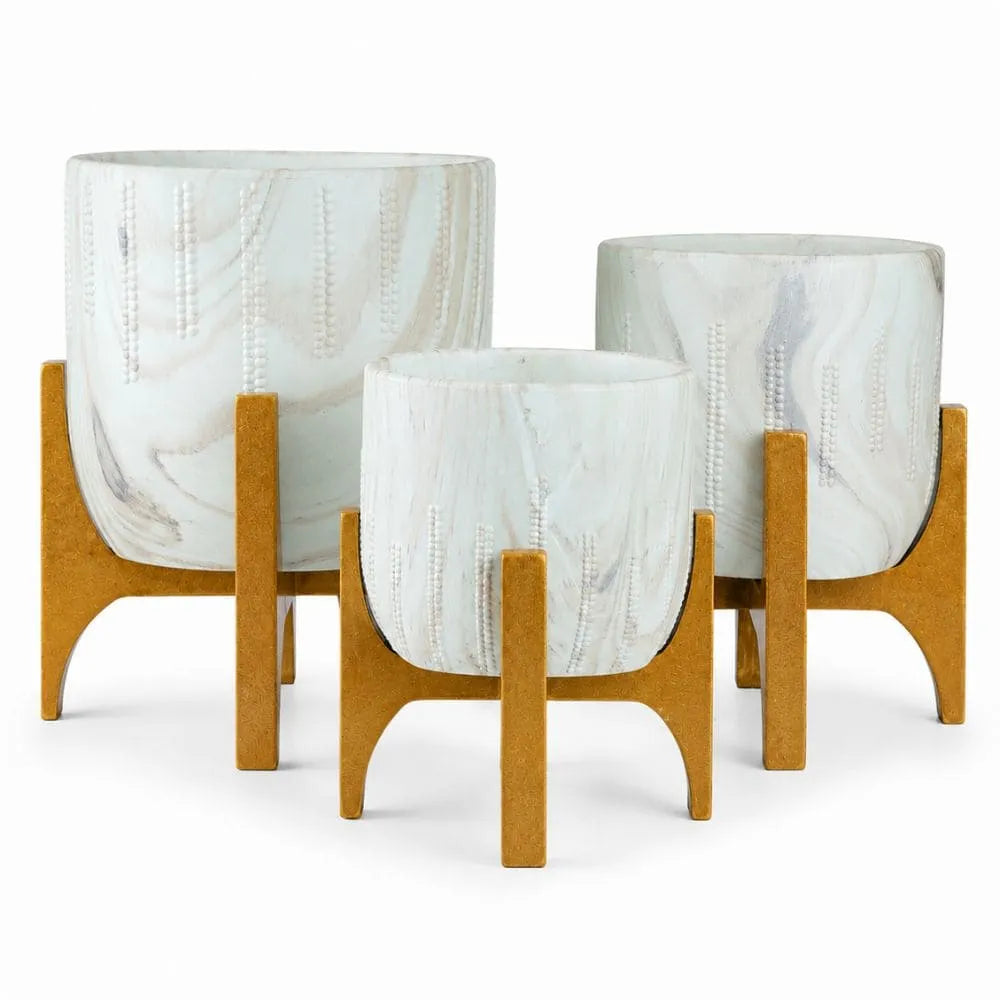 Kit 3 Vasos Genebra com Suporte de Madeira Baixo