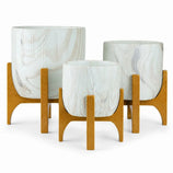 Kit 3 Vasos Genebra com Suporte de Madeira Baixo