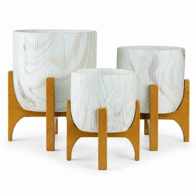 Kit 3 Vasos Genebra com Suporte de Madeira Baixo