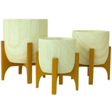 Vaso Cachepot Linha Genebra com Suporte de Madeira Baixo