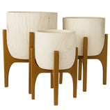 Vaso Cachepot Linha Genebra com Suporte de Madeira Alto