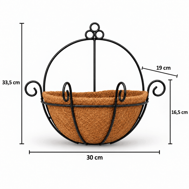 Vaso de Parede em Fibra de Coco Modelo Meio Vaso