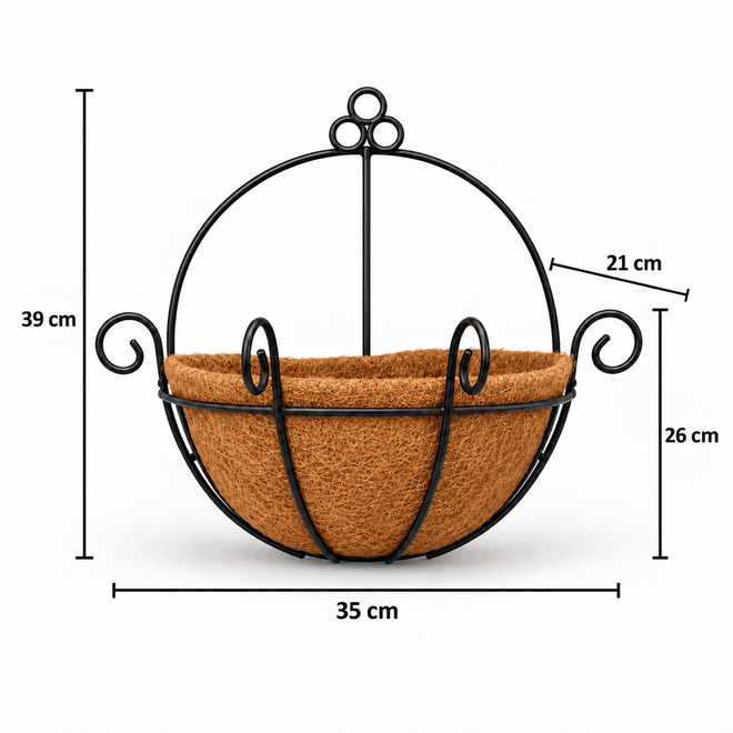 Vaso de Parede em Fibra de Coco Modelo Meio Vaso