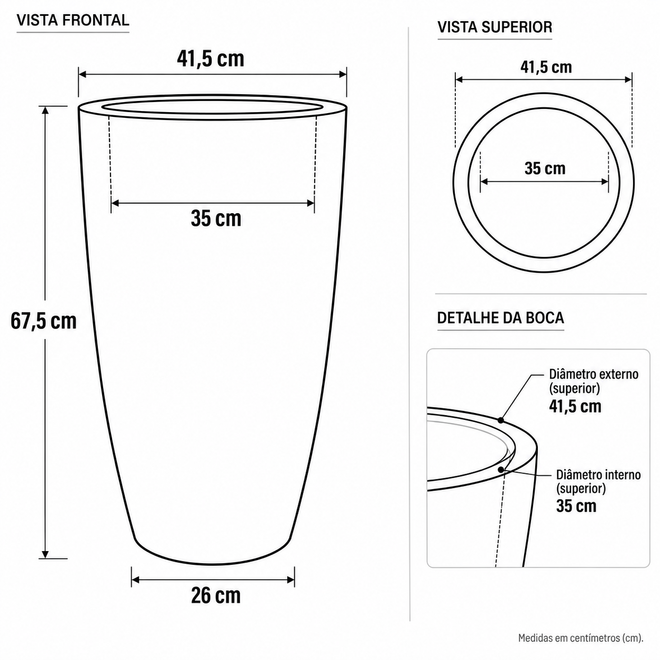 Vaso Pequim em Polietileno 68x42cm