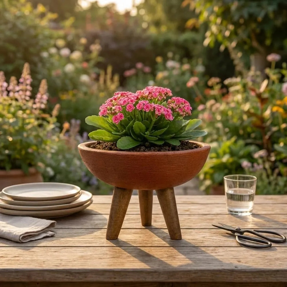 Vaso Bacia com Tripé de Madeira