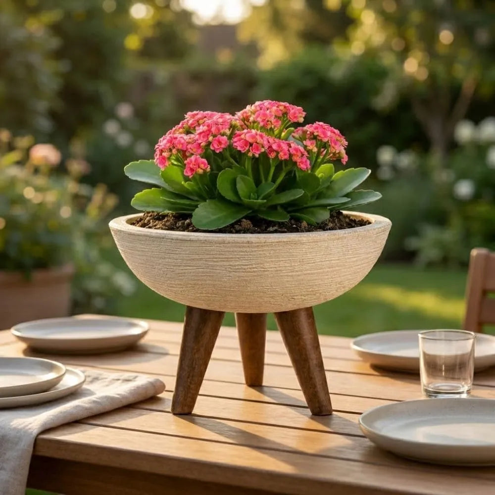 Vaso Bacia com Tripé de Madeira