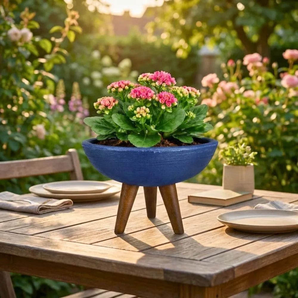 Vaso Bacia com Tripé de Madeira