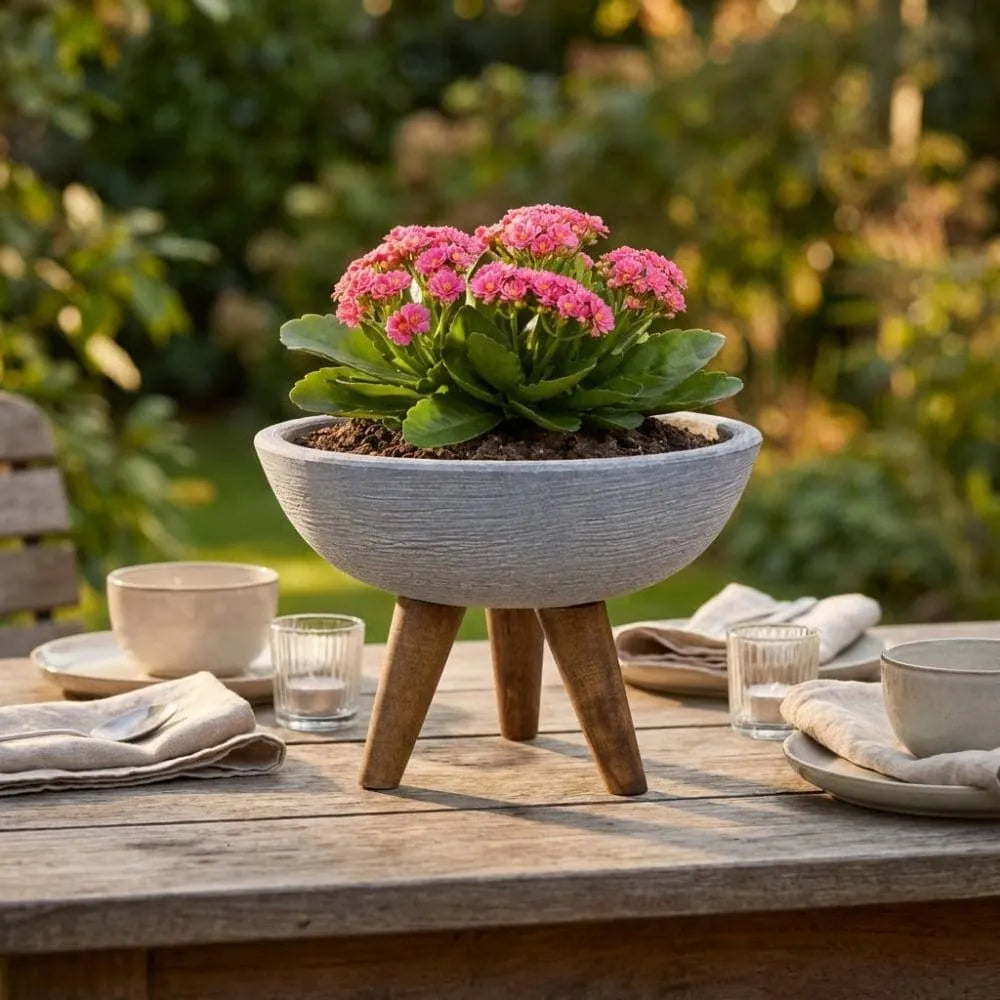 Vaso Bacia com Tripé de Madeira