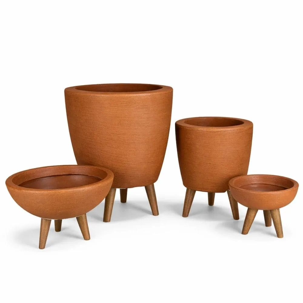 Kit 4 Vasos com Tripé de Madeira